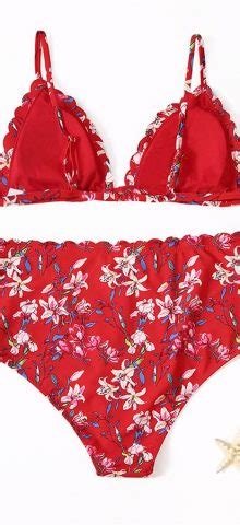 High Waisted Bikini Set With Cute Floral Printed Design