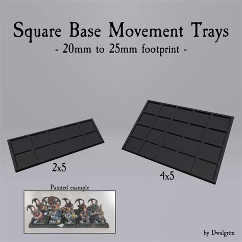 3d Printable Movement Trays 20mm Square To 25mm Square Footprint