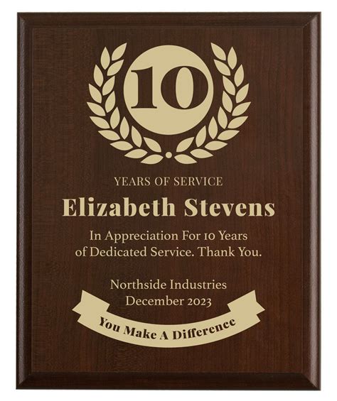 10 Year Work Anniversary T Award Ten Years Of Service Etsy Uk