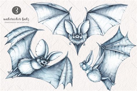 Watercolor Halloween bats/ Watercolor clipart PNG By SKartistStudio ...