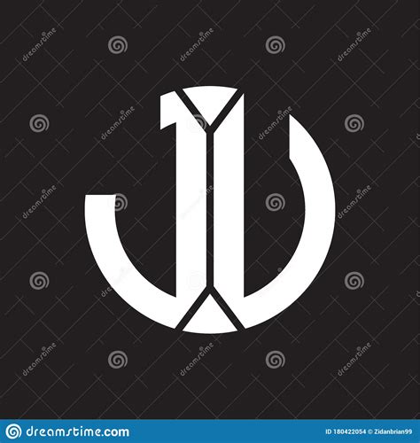 Ju Logo Monogram With Piece Circle Ribbon Style Stock Vector