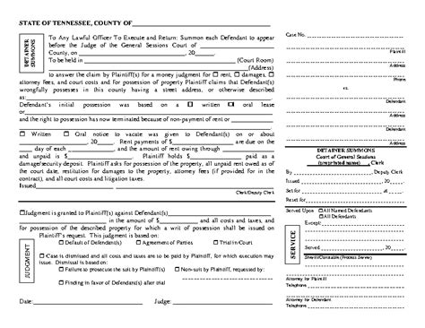 Tennessee Detainer Summons Warrant Pdfsimpli