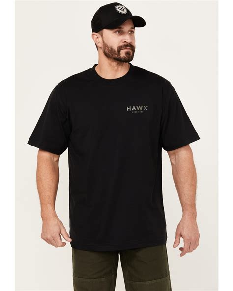 Hawx Mens Camo Logo Short Sleeve Graphic Work T Shirt Black X Large