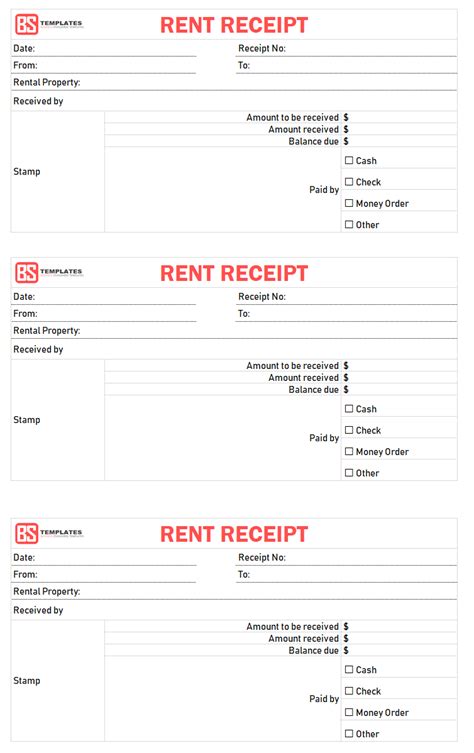 Download Printable Rent Receipt Templates Pdf Word Excel Free Printable Rent Receipt