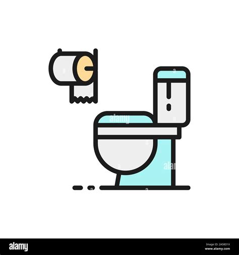 Toilet Bathroom Wc Flat Color Line Icon Stock Vector Image Art Alamy