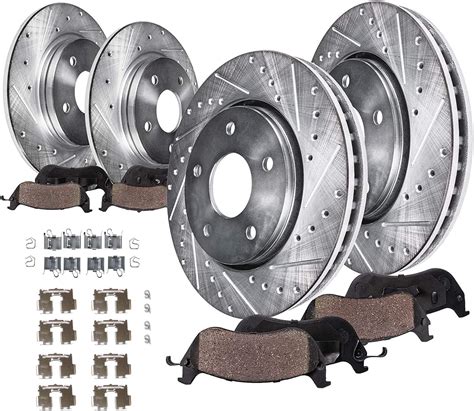 Front Drilled And Slotted Brake Rotors Pair