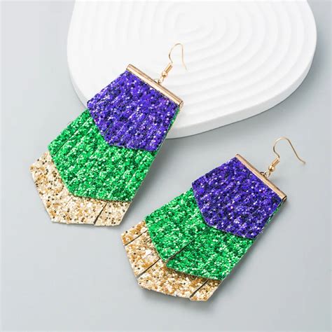 Mardi Gras Jewelry Acrylic Earrings Women Girl Fashion Jewelry Carnival