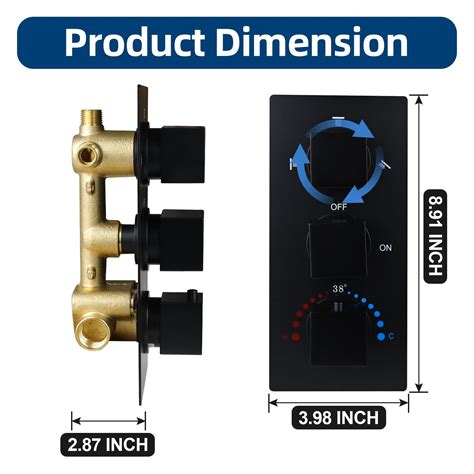 Homedec Brass Way Shower Diverter Valve Thermostatic Handle