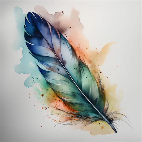 Premium AI Image Watercolor Feather Illustration