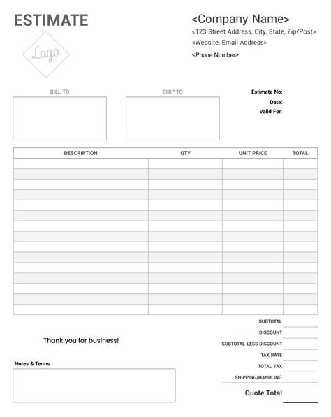 Job Estimate Form Templates Estimate Template Letterhead Template