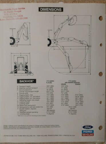 Ford 755b Tractor Loader Backhoe Specifications Brochure 4562007656