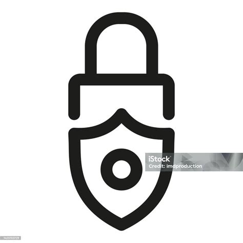 Protection Line Icon Lock Shield Illustration Vector Stock Illustration Download Image Now