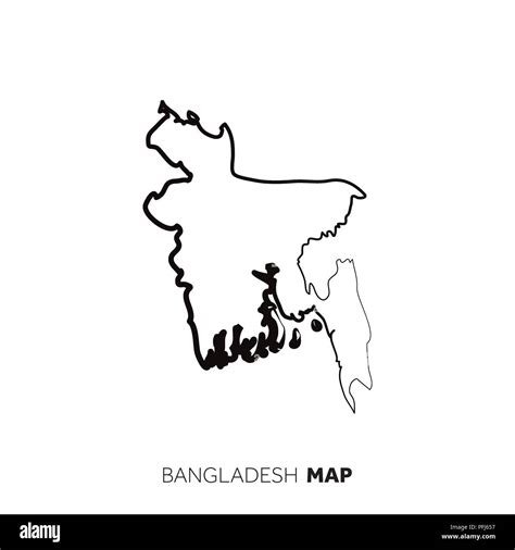 Bangladesh Vector Country Map Outline Black Line On White Background