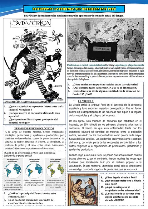 Ficha Epidemias EN EL PERU PROPÓSITO Identificamos las similitudes