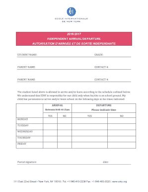 Fillable Online Independent Arrival Departure Autorisation D