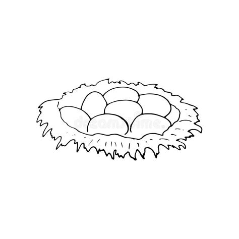 Hand Drawn Nest With Eggs Food Illustration Isolated On White