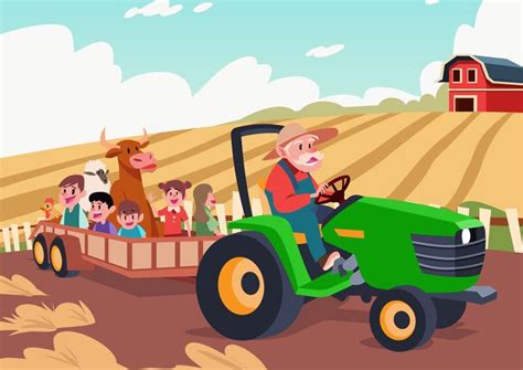 Hayride In A Farm 164608 Vector Art At Vecteezy