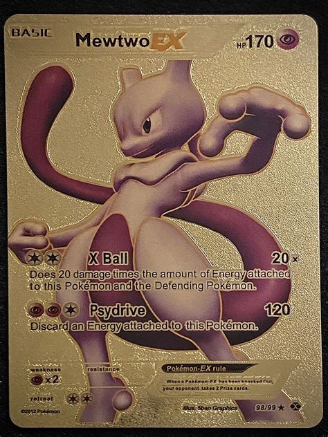 Pokemon Mewtwo EX Gold Foil Card 98 99 Fan Art Values MAVIN