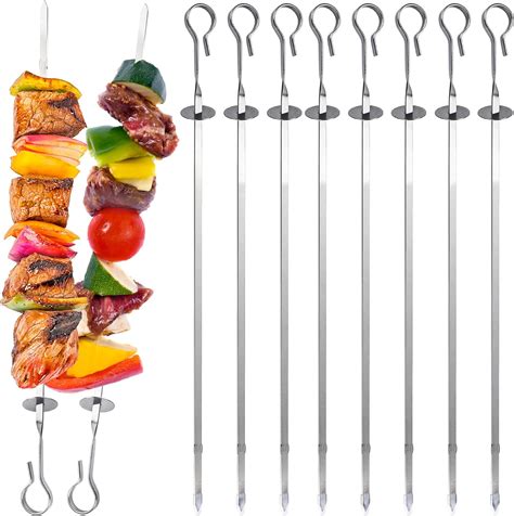 PGFUN 10 X BBQ Skewers Stainless Steel Kebab Skewers 35 Cm Long 410