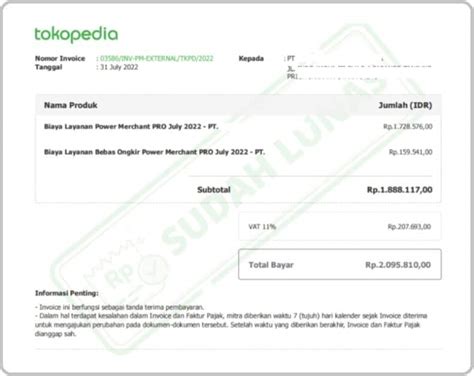 Faktur Pajak Tokopedia Homecare24