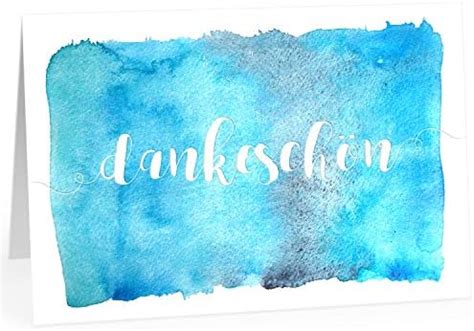 XXL Dankeskarte A4 Dankeschön Aquarell Look blau mit Umschlag