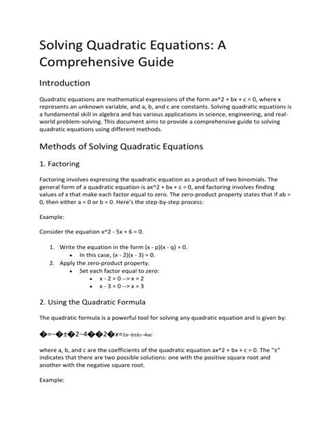 Solving Quadratic Equations