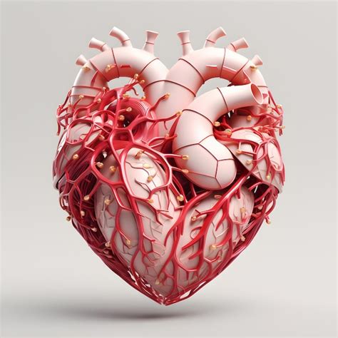 Premium AI Image Human Heart With Blood Vessels 3d Render Isolated On