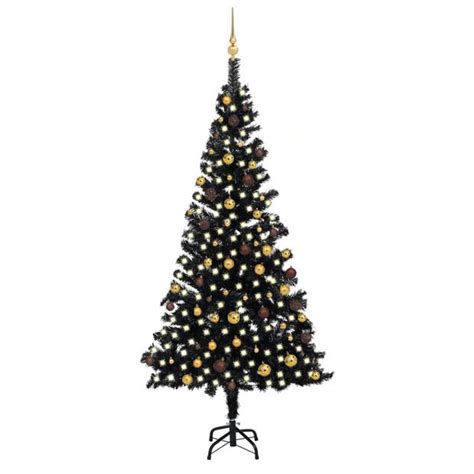 Vidaxl Kunstkerstboom Met Verlichting En Kerstballen Cm Pvc Zwart