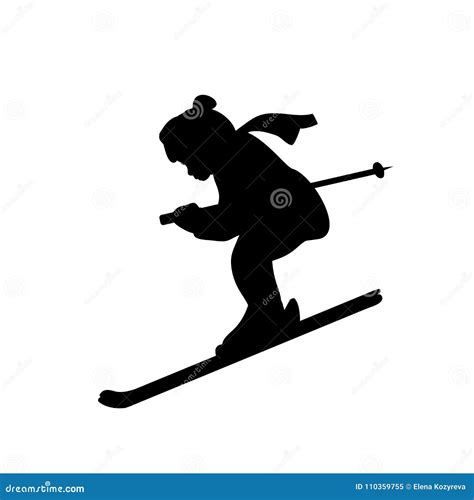 Silhouette Girl Winter Sport Ski Stock Vector Illustration Of Season