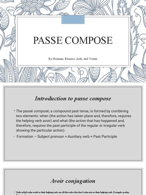 French Passe Compose Ppt Pdf