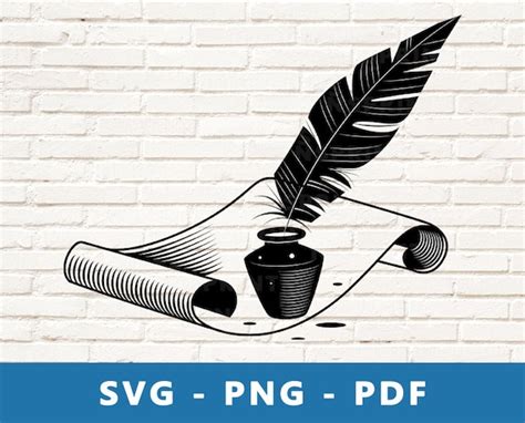 Quill and Ink SVG, Quill and Paper PNG, Quill Ink Cut File, Quill Writing Stencil, Old Writing ...