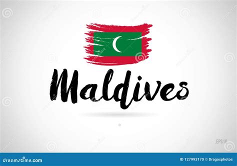 Maldives Country Big Text With Flag Inside Map Concept Logo Cartoon