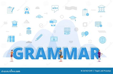 Grammar Concept With Icon Set Template Banner With Modern Blue Color