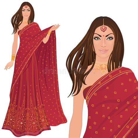 Beautiful Indian Woman In Sari Sketch Usual Indian Bridal Dresses