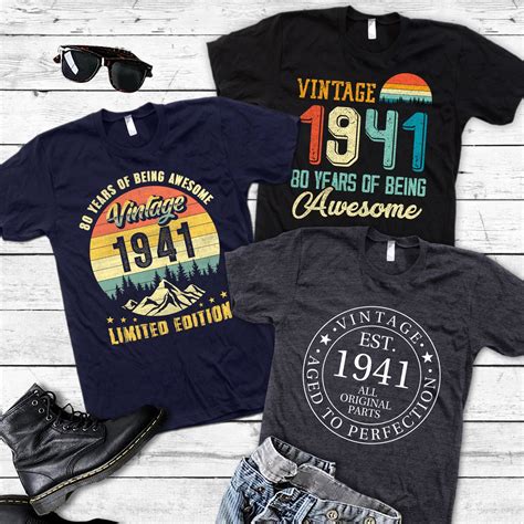 80 Years Of Being Awesome Birthday T Shirt1941 Tshirt1941 Etsy