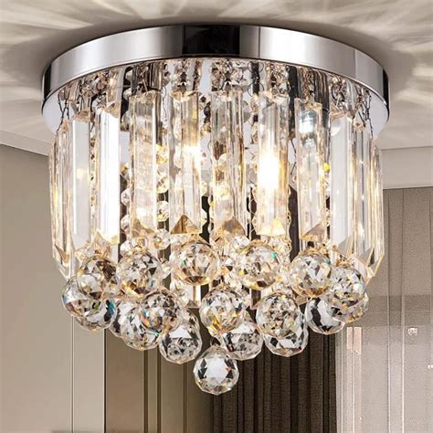 Lustre Cristal Salon Plafonnier En Cristal Chrome Lumieres Lustre