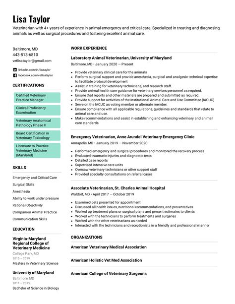 Veterinary Cv Template