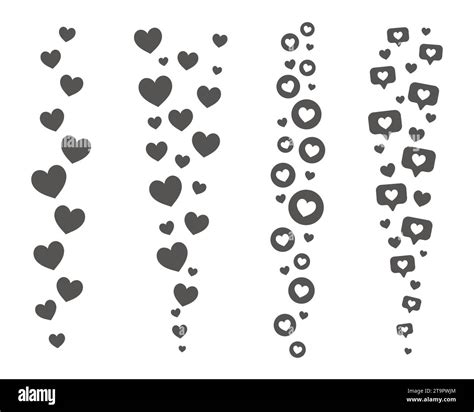 Flying Hearts Stream Love Likes Emotions Silhouette For Social Media