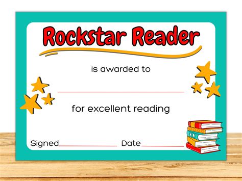 Rockstar Reader Certificate Printable Reading Award Award Etsy UK In