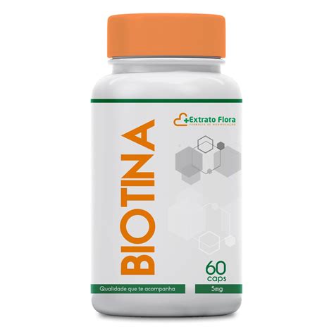 Biotina 5mg 60 Cápsulas Vitamina B7 Extrato Flora Farmácia De