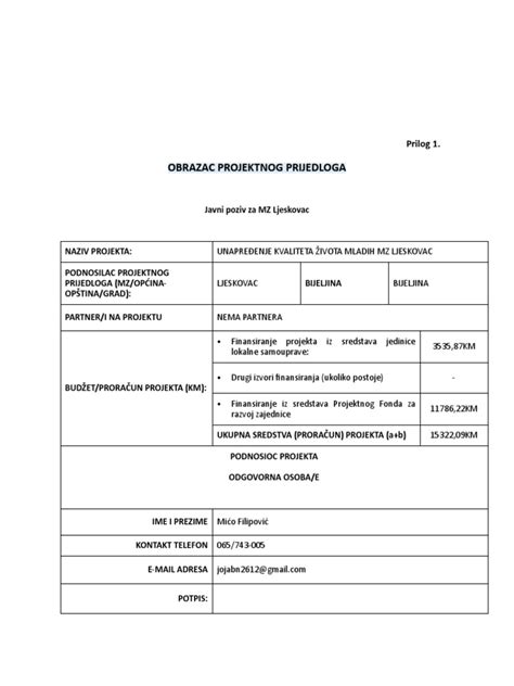 Prilog 1 Obrazac Projektnog Prijedloga Mz Ljeskovac Pdf