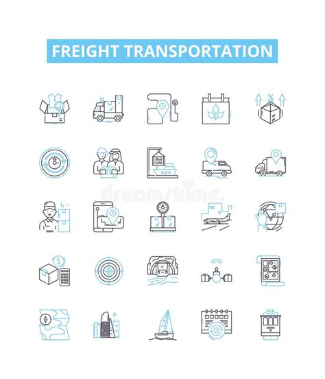 Freight Transportation Vector Line Icons Set Shipping Logistics