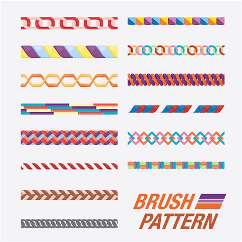 Set Of Brush Pattern Seamless Brush Premium Vector