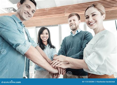 Happy Responsible Worker Standing And Smiling Stock Photo Image Of