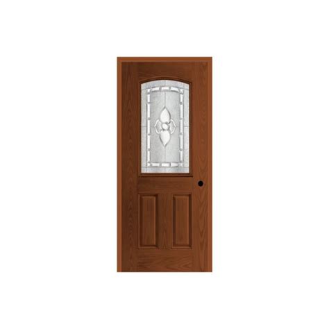 Masonite Belleville Oak Textured Panel Door Half Lite Camber Top With