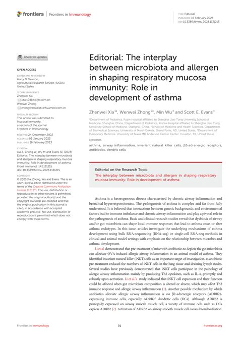 Pdf Editorial The Interplay Between Microbiota And Allergen In