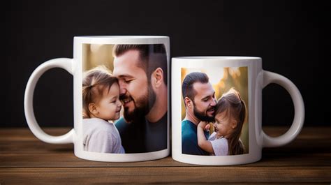 Two In One Custom Coffee Mugs With Different Photos Of A Father And His