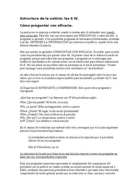 Estructura De La Noticia Pdf Periodismo Información