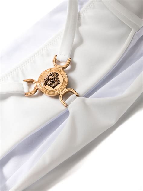 Versace Medusa Bikini Top White Farfetch Uk