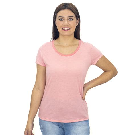 Camiseta Manga Curta Gola Redonda Feminina Lecimar Rosa Marshoes